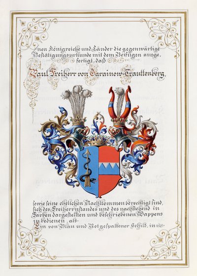 Wappen Trauttenberg, von einem Adelsdiplom von Anonymous